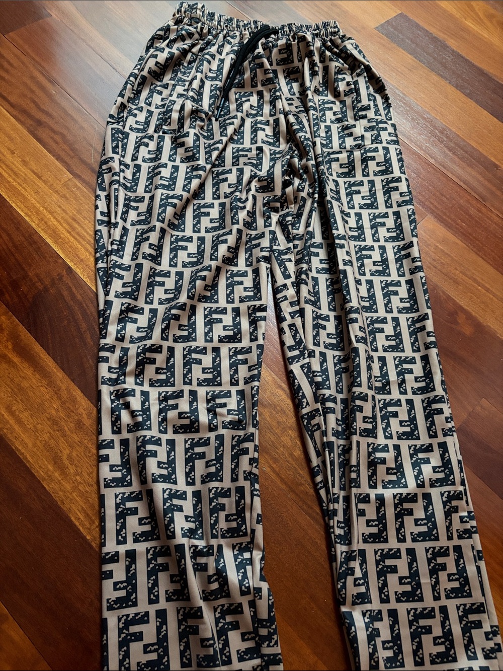 Beige and Black Patterned Lounge Pants - Picture 1 of 7